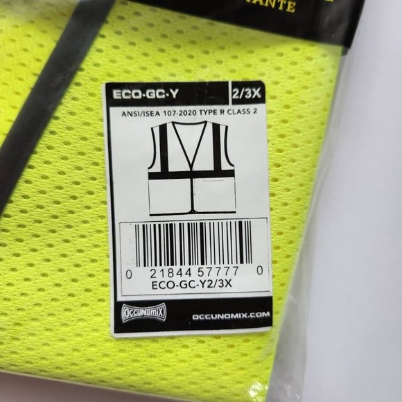 4 OccuNomix Mens Class 2 Mesh Single Stripe Safety Vest, Neon Yellow, 2/3X - Picture 4 of 8
